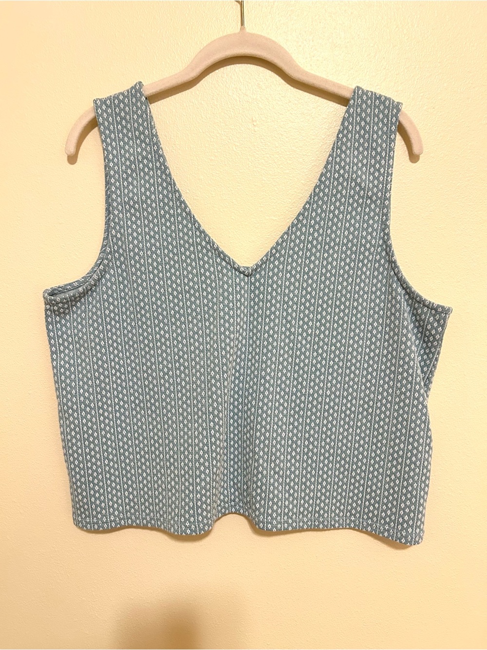 Madewell Sleeveless V-Neck Blue and White Patterned Women's Top